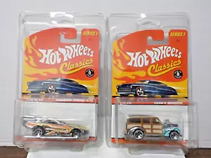 C0930 Hot Wheels Classics "Firebird Funny & 1940's Woodie" Diecast Lot w/ Cases - Picture 1 of 7