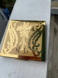 Compact Powder Elgin American 1951 never used gold tone brochure / puff Vintage - Picture 1 of 8