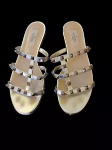 Valentino Garavani Silver Rock Stud Caged Sandals 37.5 - Picture 1 of 12