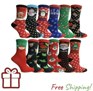 1 PAIR Christmas Holiday Socks Xmas Gift Premium Womens Stocking Novelty Present - Picture 1 of 14