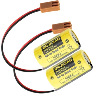 2X BR-2/3AG battery BR-2/3A/BR17335 general PLC industrial battery w/ brown plug - Picture 1 of 4