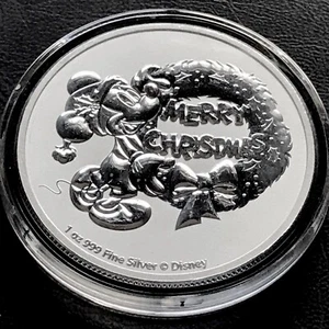 2021 Niue 1 Unze Silber $ 2 Disney Mickey Mouse Frohe Weihnachten BU Geschenk - Bild 1 von 6