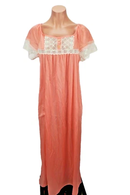 Sexy Camisón Babydoll De Colección Años 70 Encaje Melocotón Transparente Química Nylon Talla M Foto 1 de 4