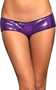 NEW Leg Avenue Purple Sequin Booty Shorts Fancy Bikini Panties sz Small - Picture 1 of 3