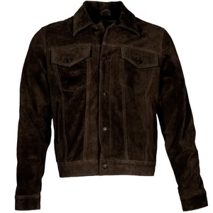 Adaptor Clothing Suede Trucker Jacket Deep Brown - Picture 1 of 2