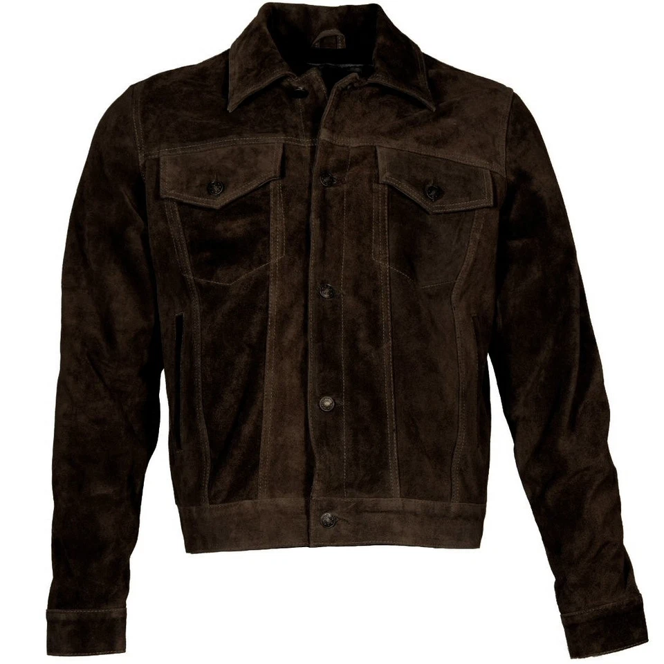 Adaptor Clothing Suede Trucker Jacket Deep Brown - Image 1 of 1