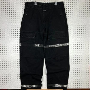 Jeans Girbaud anni 90 nastro navetta 40x34 nero gotico gamba larga larghi larghi larghi cyber punk Y2K - Foto 1 di 9