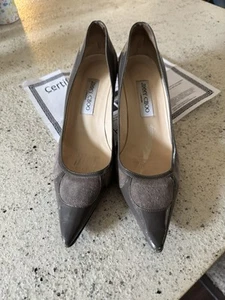 Jimmy Choo Grey Suede And Leather Pumps 39 1/2 - Picture 1 of 6