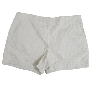 Pantalones Cortos Ann Taylor LOFT Talla 6 100% Algodón Patrón de Ojales Blanco Crujiente Preppy - Imagen 1 de 7