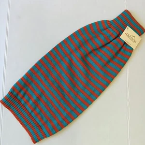 Alpacks Teal/Orange Stripe Peruvian Alpaca Sweater For Dogs Size L - Picture 1 of 9