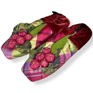 Zapatillas de Goody Goody Dynasty seda a cuadros artesanales pequeñas bayas uvas - Imagen 1 de 8