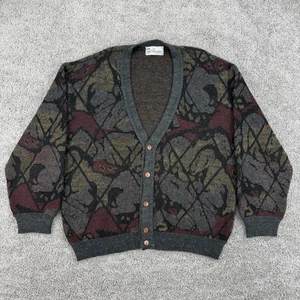 Bizzarro Cardigan Men’s 52 Abstract AOP Wool Alpaca Made In Italy Grandpa Cobain - Picture 1 of 9