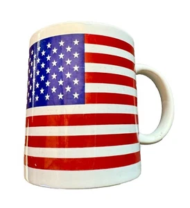 Stars & Stripes American Flag Coffee Mug Cup USA Patriotic Red White Blue VTG - Picture 1 of 5