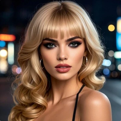 Pelucas de cabello humano frontal de encaje para mujer rubio miel cuerpo ondulado peluca con flequillo Foto 1 de 4