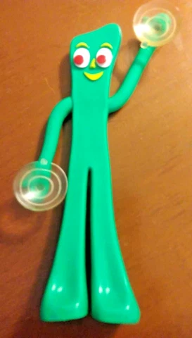 SUCTION CUP:Gumby Figure (Dampen Rubber Cups on Hands Place on Window) 5.75" NJC Cover