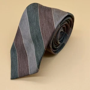 Givenchy Tie Men Necktie Polyester Suit Gentleman Paris Striped Brown/green - Picture 1 of 3
