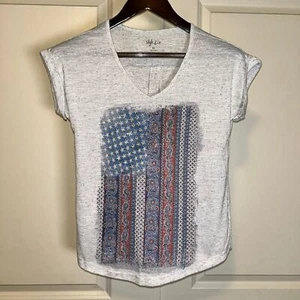 Top casual Style & Co donna grigio bandiera americana con maniche taglia ps - Foto 1 di 4