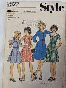 Vintage Style Sewing Pattern 1822 1980  Girls Dress Size 8 Breast 69cm - Picture 1 of 2