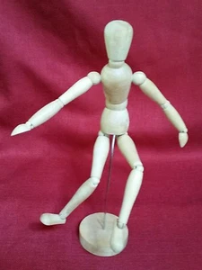 Wooden Articulated Posable 13.5" Art Figure - Vintage Natural Wood Patina Finish - Picture 1 of 8