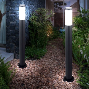 2x Stehlampe Gartenleuchte LED Weglampe Poller Außenleuchte Edelstahl ANTHRAZIT - Bild 1 von 12
