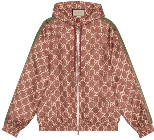 Giacca Gucci seta GG Supreme stampa bacche dolci rosa taglia XS