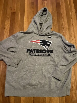 New England Patriots Super Bowl XLIX Nike Hoodie Grey Size 2XL Mens Pullover - Image 1 of 4