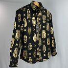 DRILL CLOTHING Shirt Men's Small Black Gold Designer Button Up Long Sleeve NWT