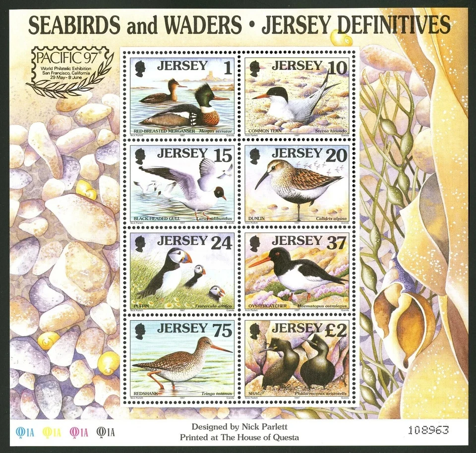 1997 Jersey Sc# 785b Souvenir Sheet - Seabirds & Waders "PACIFIC 97" Cv$12.50 - Image 1 of 1