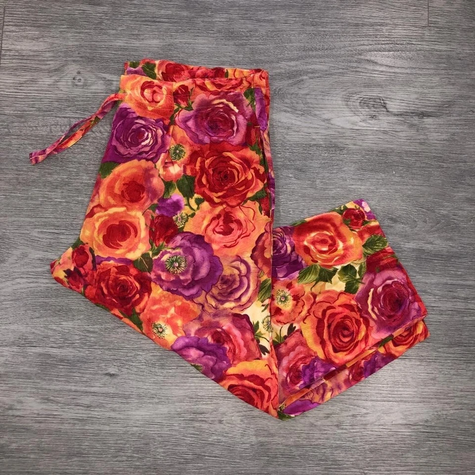 Pantalones Jams World Talla S Cordón Capris Popurrí Boho Floral Hawaiano Aloha Arte Foto 1 de 4