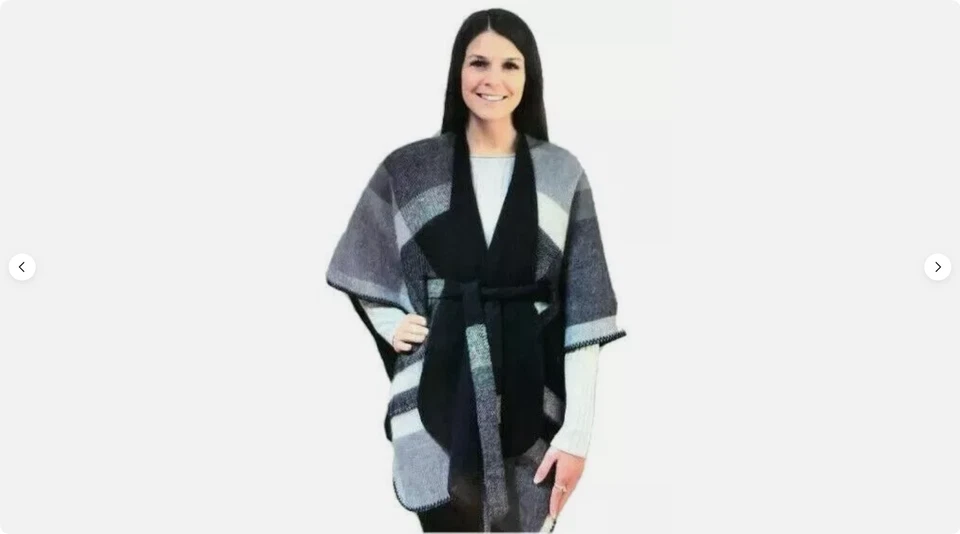 Emanuel Geraldo Reversible Belted Wrap 2 Colors Black/grey