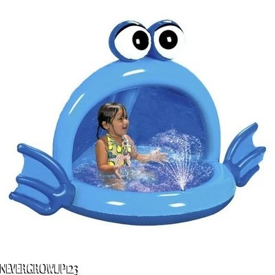 BANZAI INFLATABLE BLUE PLAYFUL PUFFER FISH SPRAY POOL WITH CANOPY~57 X 40~NIB - Image 1 of 4