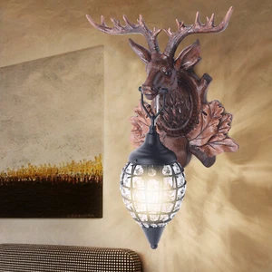 Antler Wall Sconce Lighting Rustic Deer Wall Light Decor with Antler and Crystal - Picture 1 of 20