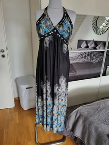 Damen Abend Sommer Kleid lang mit Neckholder+Bolero mit Applikationen NEU - Bild 1 von 5