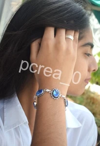 New Sapphire Stone Bracelet, 925 Sterling Silver bracelet Adjustable bracelet K9 - Picture 1 of 9