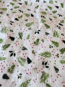 Bee & Willow  Flannel Sheet Set Top Sheet- Festive Evergreens - Size Queen - Picture 1 of 7