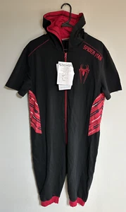 Marvel Spider-Man Adult Size M One Piece Pajamas Costume Hooded Embroidered New - Picture 1 of 14