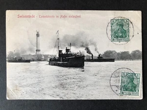 1908 Foto Torpedoboot ankommend Swinemunde/Swinoujscie Foto aus SMS Gneisenau - Bild 1 von 2