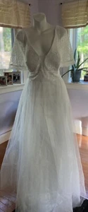 Hermoso vestido de novia para mujer de encaje blanco tullado talla 4XL - Imagen 1 de 7
