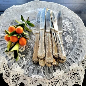 Wm. Rogers & Son Silverplate ENCHANTED ROSE KNIVES Flatware Set China - Picture 1 of 4