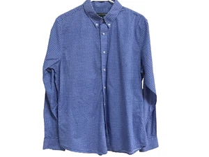 Slate & Stone Mens Size M Fitted Shirt Pointed Collar Blue White Mini pinstripe - Picture 1 of 5