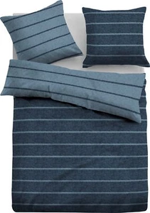 TOM TAILOR Wendebettwäsche Baumwolle gestreift blau 155 x 220 / 80 x 80 cm - Bild 1 von 1