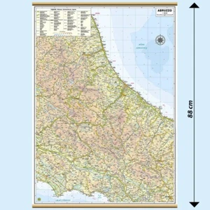 Carta GEOGRAFICA MURALE REGIONE "ABRUZZO " 61 X 88 cm BELLETTI cartina - Picture 1 of 2