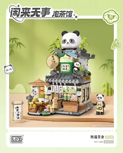 LOZ Panda Teahouse Tea Shop Food Street Building Blocks Model Gift Kids Adults - Picture 1 of 4