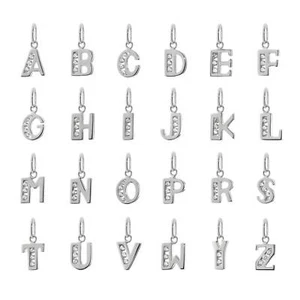 Buchstabe Kettenanhänger 925 Sterlingsilber 8mm Alphabet Zirkonia Damen Kinder - Bild 1 von 21