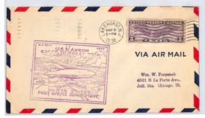 USA AIRSHIP *USS AKRON* Air Cover 1932 Coast-Coast Flight Cachet Lakehurst LZ274 - Picture 1 of 10