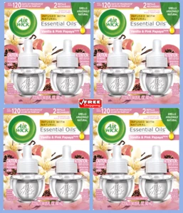 Air Wick Air Freshener Essential Oils Refills-VANILLA & PINK PAPAYA Scent 2x4=8 - Picture 1 of 2