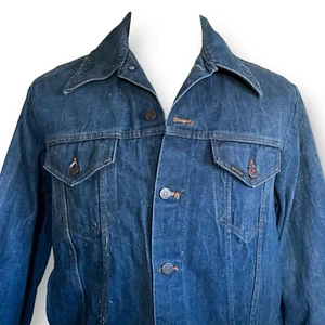 Vintage 70s Sears Western Wear Mens Jean Jacket Sz Medium LG Blue Denim Trucker - Picture 1 of 15