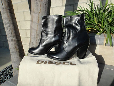 Diesel MAD IN BOOT, Black Zip Back w/Dust Bag, Leather, US Size 7.5M, MSRP$330 - Image 1 of 4