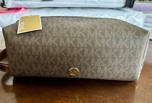Michael Kors Travel MD Cosmetic Case Bag MK Signature Brown - Picture 1 of 6