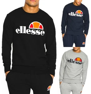 Sudadera para Hombres Ellesse Algodón Cuello Redondo Estampado Logo Negro Azul Gris Sudadera Top - Imagen 1 de 12